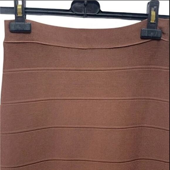 Herve Leger Pencil Silhouette Bandage Skirt Stretch Cocoa Brown Women's Sz Small - Picture 5 of 14